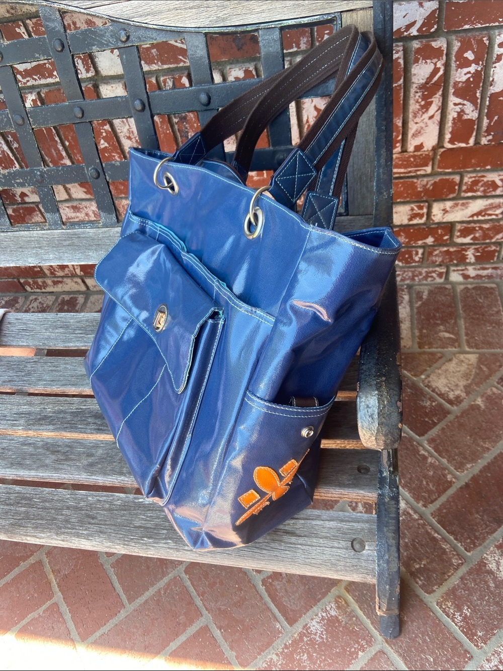 Urban Junket  Navy Travel Tote Bag with Orange Accent